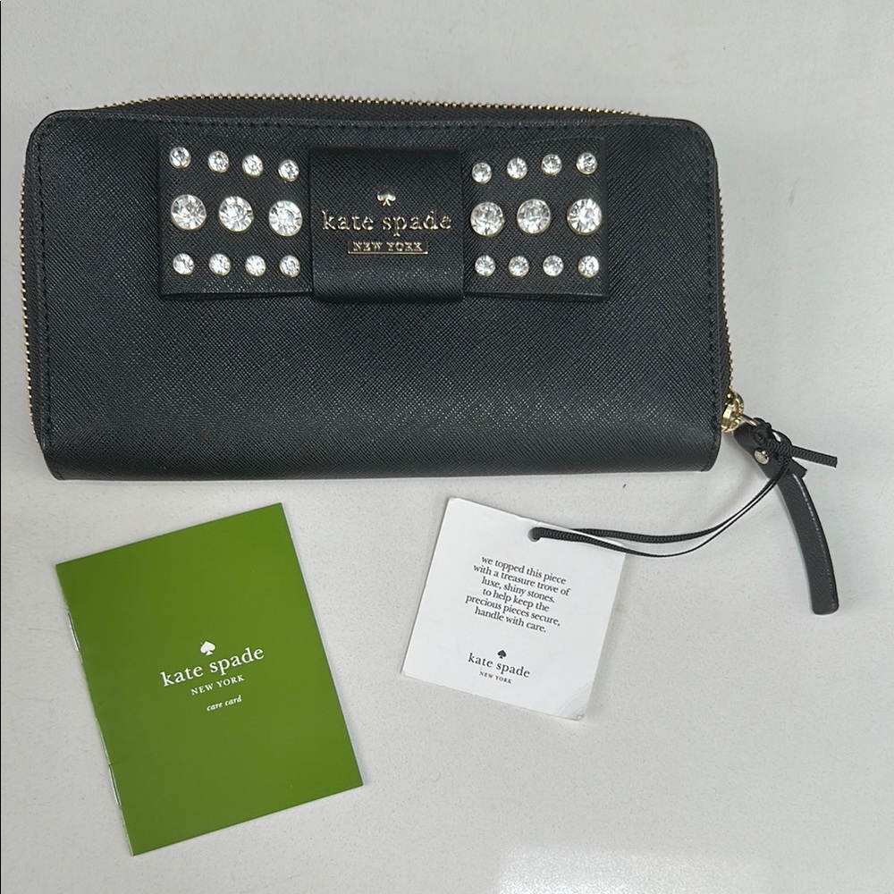 Kate Spade Black Wallet with crystal studs